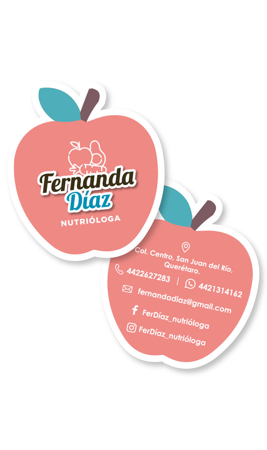 Tarjetas de Presentación Forma Manzana